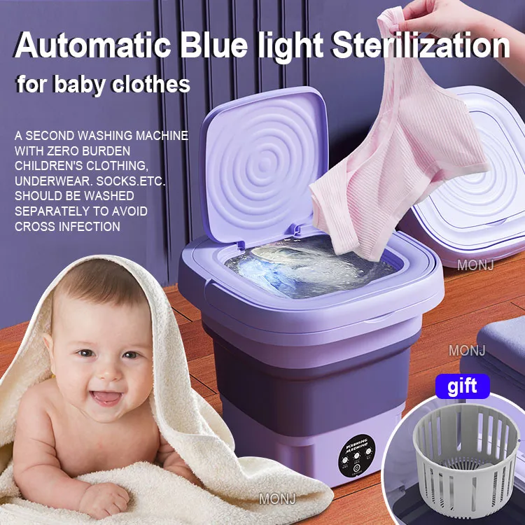 Baby Special Automatic Mini Washing Machine with Dryer UV Light Blu-Ray  Sterilization Foldable Portable Washing